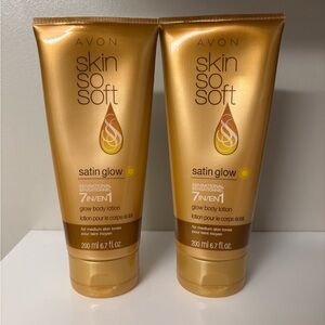 Avon Skin So Soft Satin Glow 7-in-1 Body Lotion, Medium Skin Tone TWO Bottles